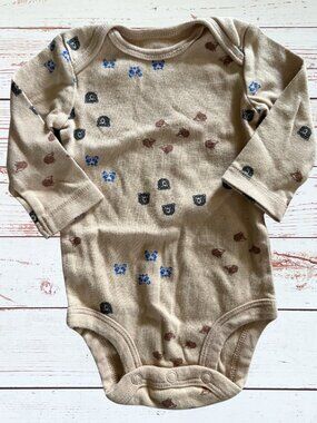 Carter’s Baby Boy 3 Month Brown Woodland Creatures Long Sleeve Bodysuit